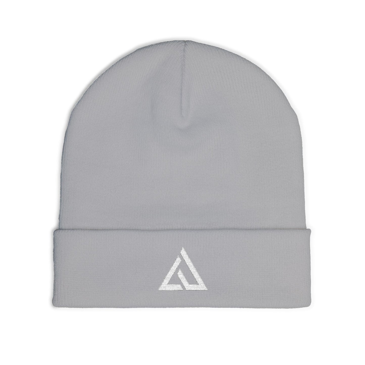 Embroidered Triangle Logo Knit Beanie — Minimalist Winter Hat