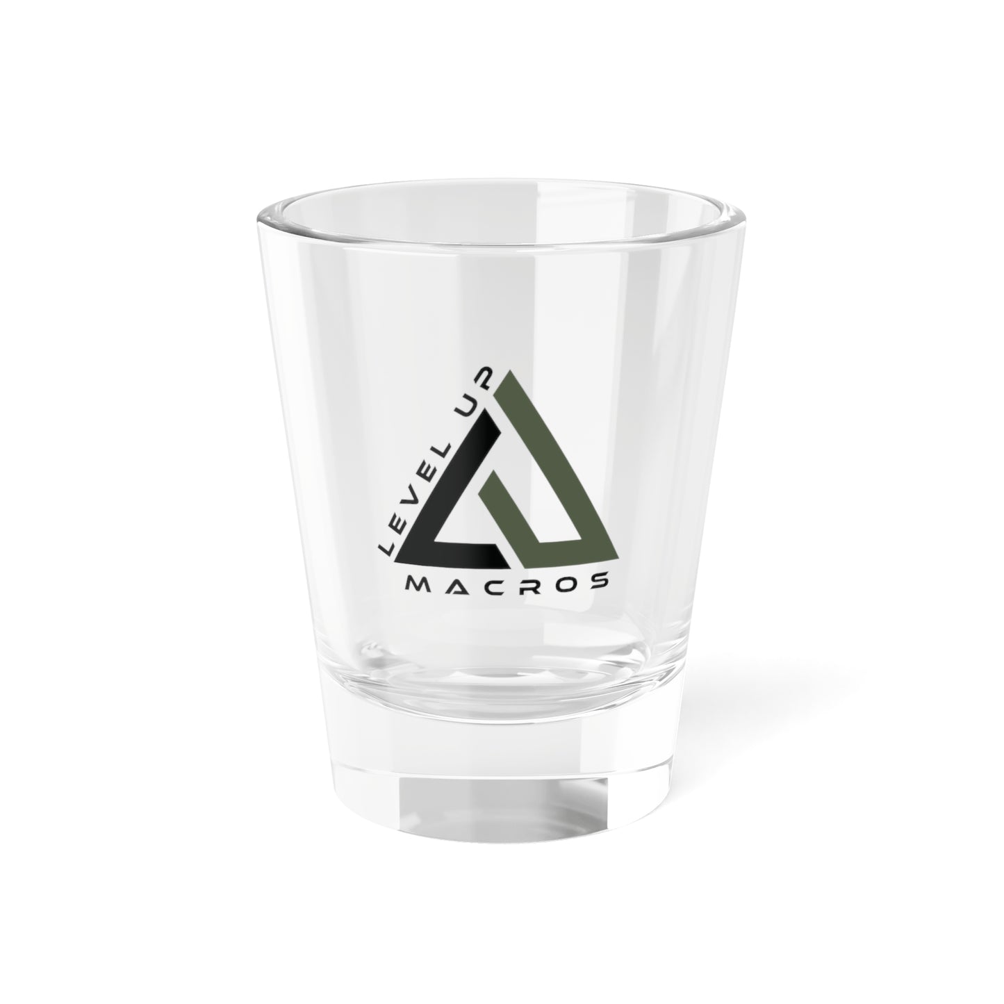 Level Up Macros Logo Shot Glass — 1.5 oz Branded Shooter